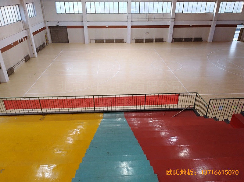 山東淄博工業職業學院籃球館運動地板施工案例5